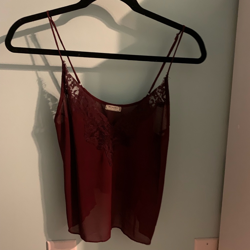 red lacey cropped tank from Free People